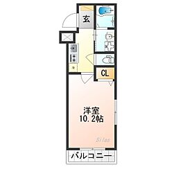 CREST TAPP京都丹波口II 5階1Kの間取り