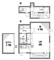 東急目黒線 西小山駅 徒歩10分の賃貸テラスハウス 3階1SLDKの間取り