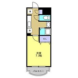 葉隠 2階1Kの間取り
