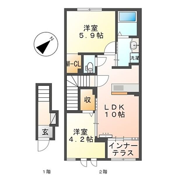 大阪府泉大津市板原(賃貸アパート2LDK・2階・53.80㎡)の写真 その2