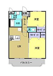 CORPO-YUKI 2LDKの間取図画像