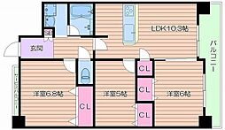 ベリー海老江 10階2LDKの間取り