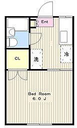 エステートピア内田 2階1Kの間取り