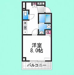鳳TKハイツ2号館 1Kの間取図画像