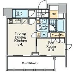クレストコート中野富士見町 8階1LDKの間取り