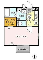 ボナンザ・ヒル 1階1Kの間取り