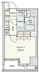 カスタリア日本橋 5階1Kの間取り