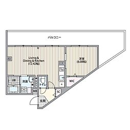 エルファーロ笹塚III 4階1LDKの間取り