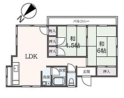 タカイチハイツＢ 1階2LDKの間取り