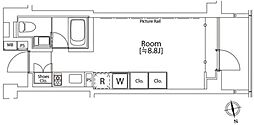 カスタリア市ケ谷 ワンルームの間取図画像