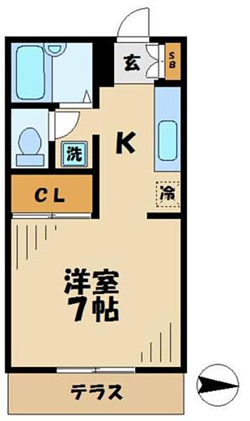 ペルレ B102｜東京都八王子市松木(賃貸アパート1K・1階・24.43㎡)の写真 その2