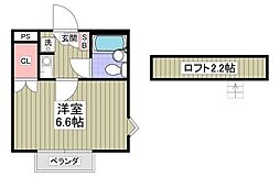 ヤングヒルズ越谷 1Kの間取図画像