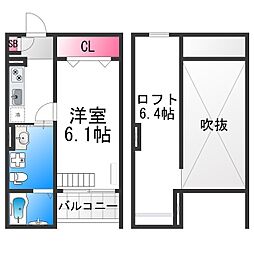 シュトゥルデール幸通 2階1Kの間取り