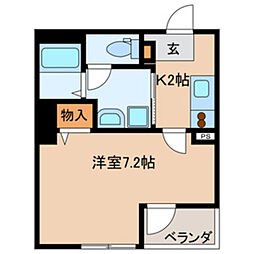 ギャルドタスリール 1Kの間取図画像