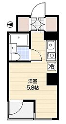 国分寺シティハイツ ワンルームの間取図画像