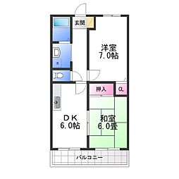 南海高野線 北野田駅 徒歩9分の賃貸アパート 1階2DKの間取り