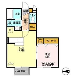 アサミエレガンス 1LDKの間取図画像