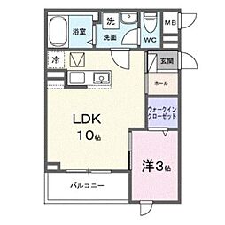 ヒカルサ志木 1LDKの間取図画像