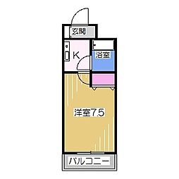 ラ・ミアカーサウーノ 1Kの間取図画像