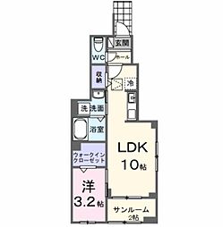 ＭＡＬＩＢＵ 1階1LDKの間取り