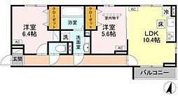 レジデンス新宿 1階2LDKの間取り