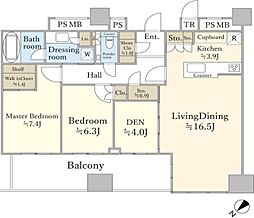 パークコート千代田富士見ザタワー 2LDKの間取図画像