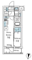 primeBliss中野富士見町2 1DKの間取図画像