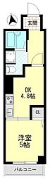 ニックハイム大森海岸 1DKの間取図画像