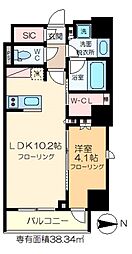 クレストコート木場 7階1LDKの間取り