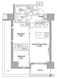 ザ・パークハビオ滝野川 6階2LDKの間取り