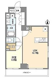 ジオエント新中野 1LDKの間取図画像
