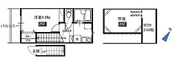 メルディア与野本町 1Kの間取図画像