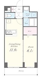 スカイガーデン錦糸町 1LDKの間取図画像