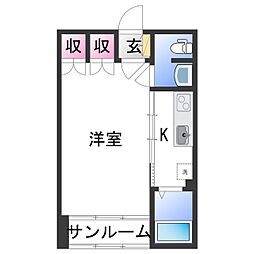 JR紀勢本線 宮前駅 徒歩23分の賃貸アパート 2階1Kの間取り
