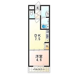 南海線 石津川駅 徒歩3分の賃貸アパート 2階1DKの間取り
