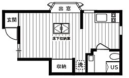 アーバンリゾート若林Part4 1階ワンルームの間取り