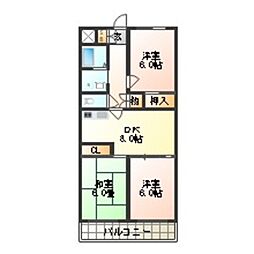 おりおのサニーハイツ 3階3DKの間取り