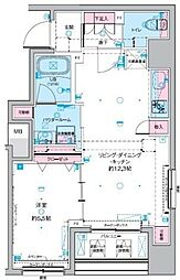 ジェノヴィア東神田グリーンヴェール 7階1LDKの間取り