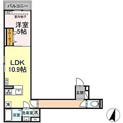 セレスティア小豆沢 2階1LDKの間取り