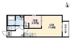IoTアパートメント徳庵 1LDKの間取図画像