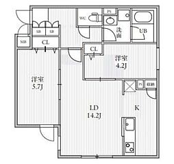 ＴＨＥ ＰＡＬＭＳ大島 4階2LDKの間取り