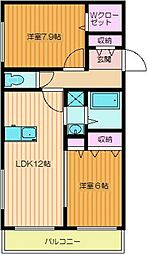 フォルセノーグ 2階2LDKの間取り