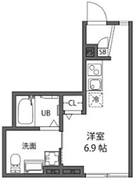 リバティヒル奥沢 1階ワンルームの間取り