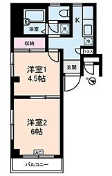 第2梨本マンション 2階2Kの間取り