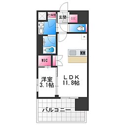スプランディッド堺東DUE 1LDKの間取図画像
