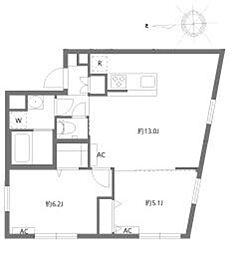 グランピア四谷 4階2LDKの間取り