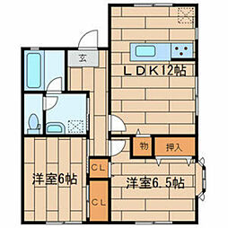 サンビーム 2LDKの間取図画像