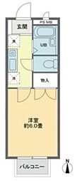 櫻ハウス大八木 1Kの間取図画像