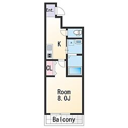フジパレス新通2番館 1Kの間取図画像