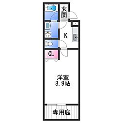 南海線 和歌山市駅 徒歩19分の賃貸アパート 1階1Kの間取り
